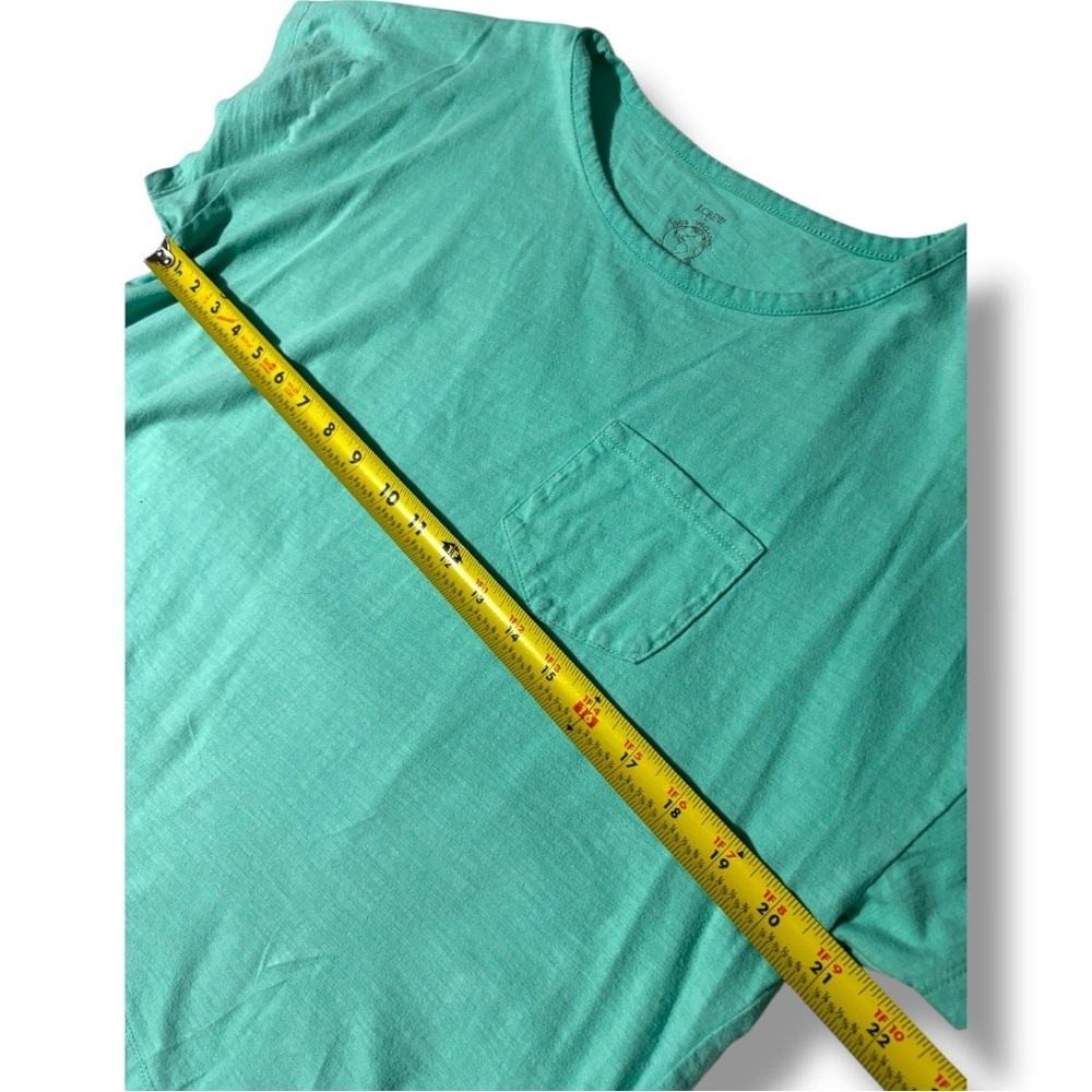 J. Crew Vibrant Light Teal Boxy Cropped Cotton Simple Short Sleeve Tee - Picture 12 of 16